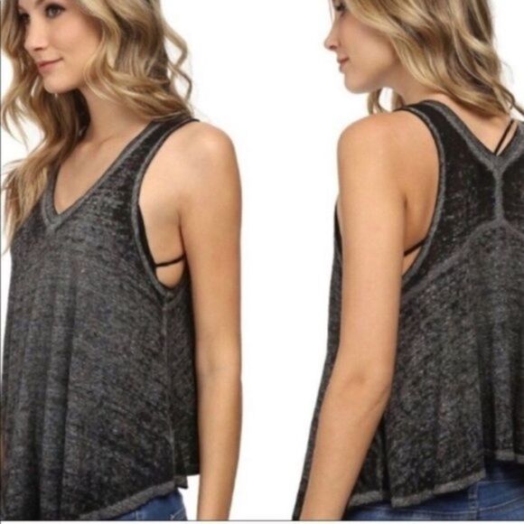 We The Free Breezy Burnout Black/Grey Swing Top - Picture 1 of 7